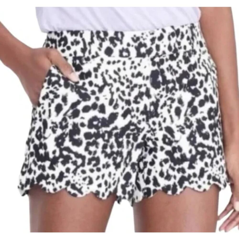 J. Crew Factory Scallop Hem Shorts Cotton Linene Size 8 NEW